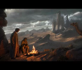 Illustration desert temple firecamp