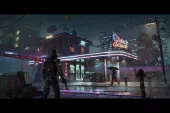 Concept Art & Illustration - cyberpunk gas station at night