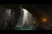 Concept Art & Illustration - Excalibur sword in a mystical cave