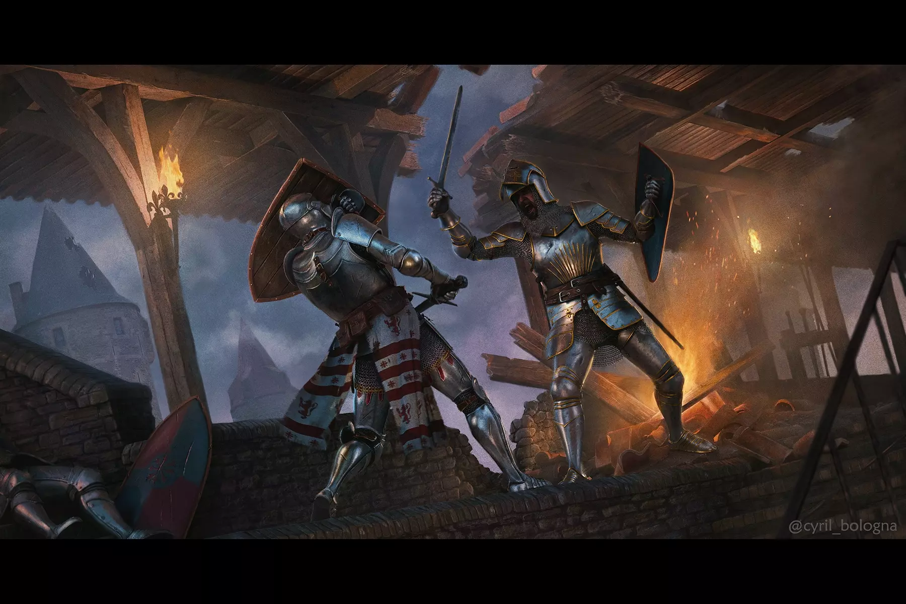 Concept Art & Illustration - knight duel scene